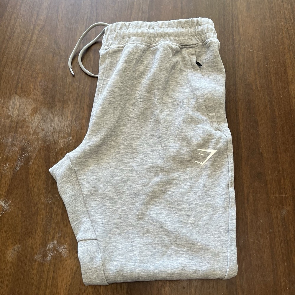 Gymshark Joggers Mens Medium Gray React Sweatpants Zipper Pockets A2A7W